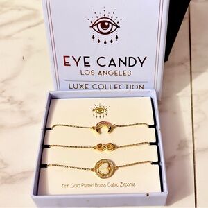 Eye Candy LA - 3 pc. Celestial Bolo Bracelet Boxed Set Pink & White Opal CZ Gold